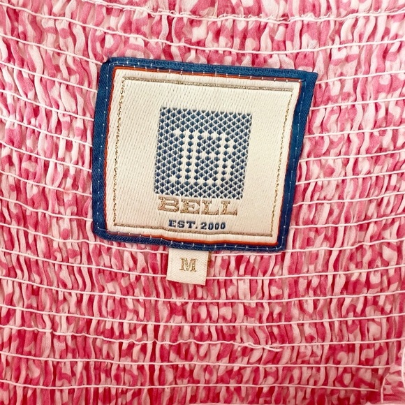 Bell by Alicia Bell Pink Smocked Tie Midi Dress Size Medium M - Picture 5 of 6